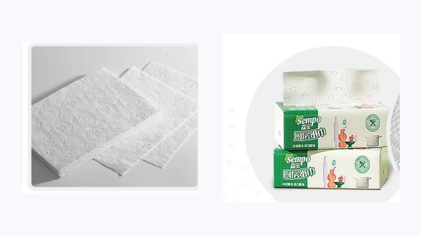 Folded and packaged tissue output examples