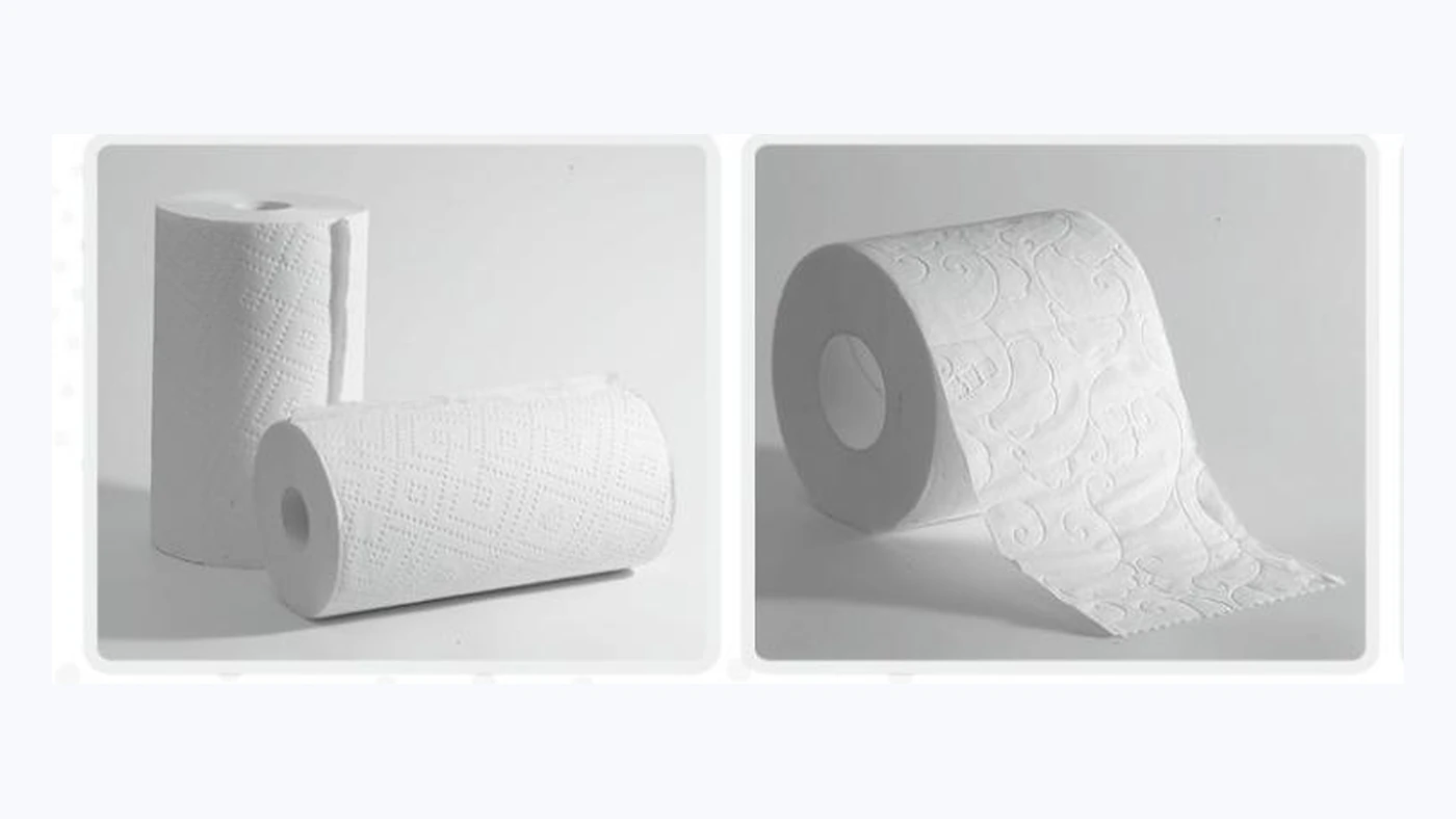 Embossed roll tissue output examples