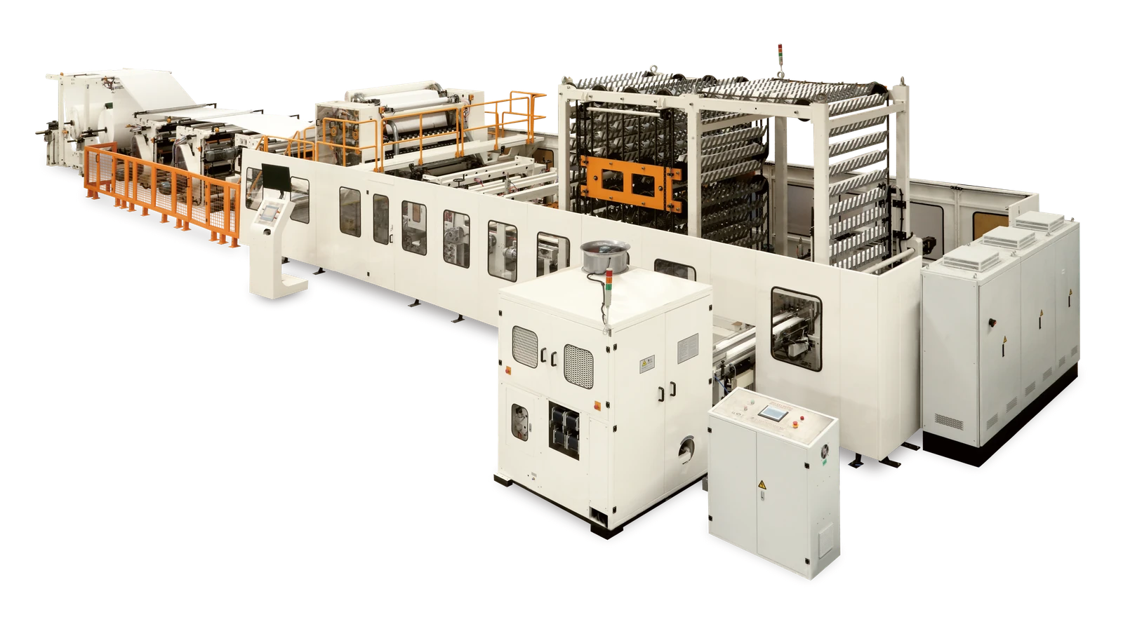 Folded tissue converting line